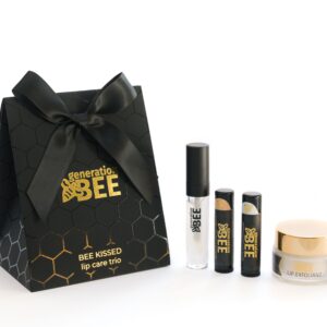 Generation Bee - Bee Kissed - Lip Care Trio - Peppermint and Sweet Orange Lip Balm | Almond Lip Gloss | Lip Exfoliant