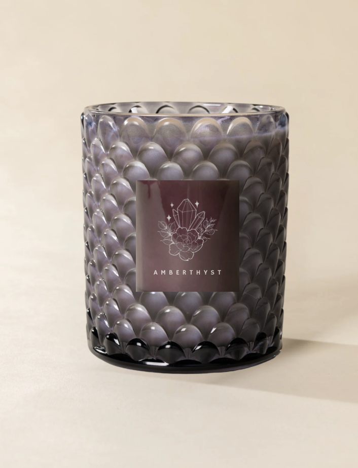 Poured New York - Double Wick Vintage Etched Glass Soy Coconut Wax Candle - 22 oz - 100 HR - AMBERTHYST