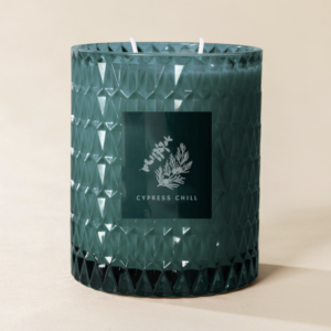 Poured New York - Double Wick Vintage Etched Glass Soy Coconut Wax Candle - 22 oz - 100 HR - CYPRESS CHILL