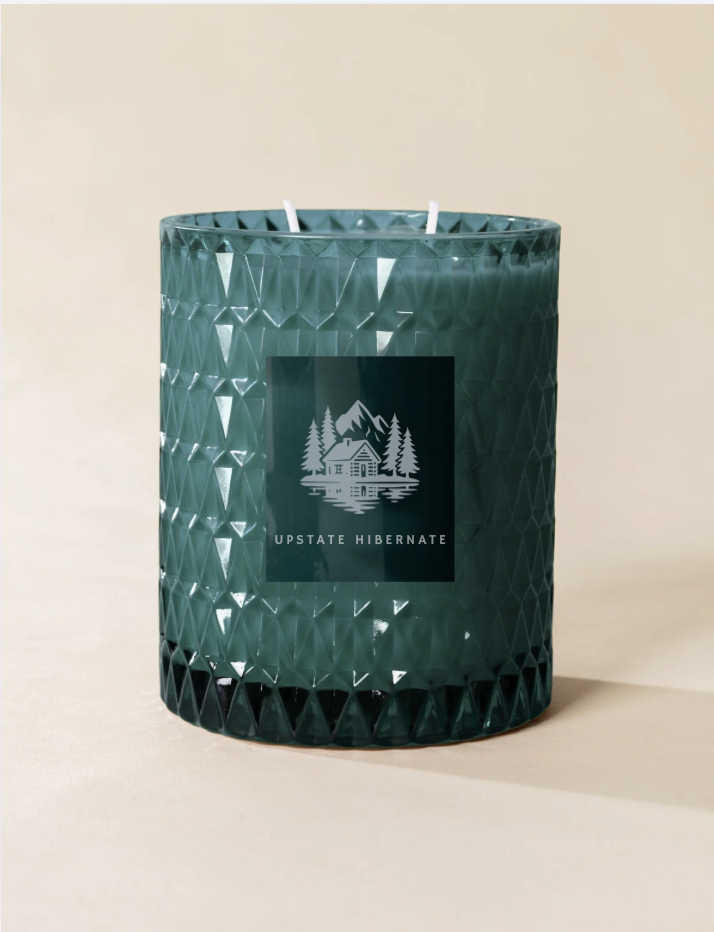 Poured New York - Double Wick Vintage Etched Glass Soy Coconut Wax Candle - 22 oz - 100 HR - UPSTATE HIBERNATE