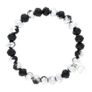 Liza's - Clarksville Sky Night Collection - German Crystal Beaded Bracelet 8mm - SILVER BLACK