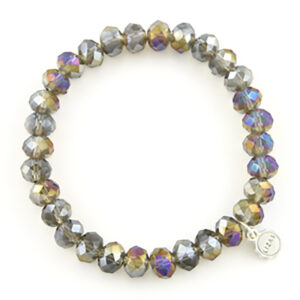 Liza's - Clarksville Nude Collection - German Crystal Beaded Bracelet 8mm - VINTAGE GREY