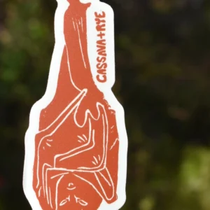 Cassava & Rye - Linocut Sticker - HANGING BAT
