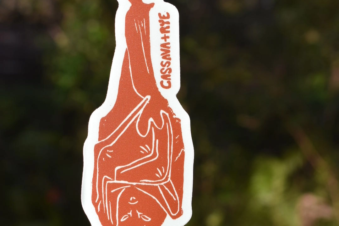 Cassava & Rye - Linocut Sticker - HANGING BAT