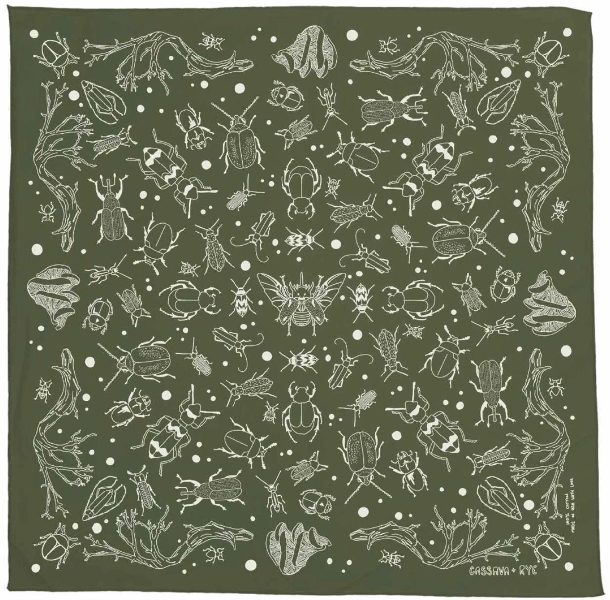 Cassava & Rye - Bandana - Decomposers - 22 in x 22 in - GREEN