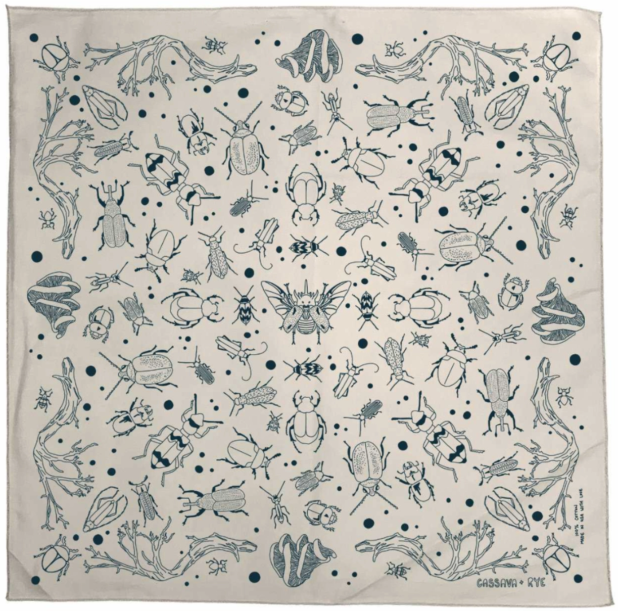 Cassava & Rye - Bandana - Decomposers - 22 in x 22 in - UNBLEACHED NATURAL