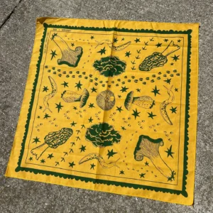 Cassava & Rye - Bandana - Foragers and Their Finds - 22 in x 22 in - GOLDEN YELLOW