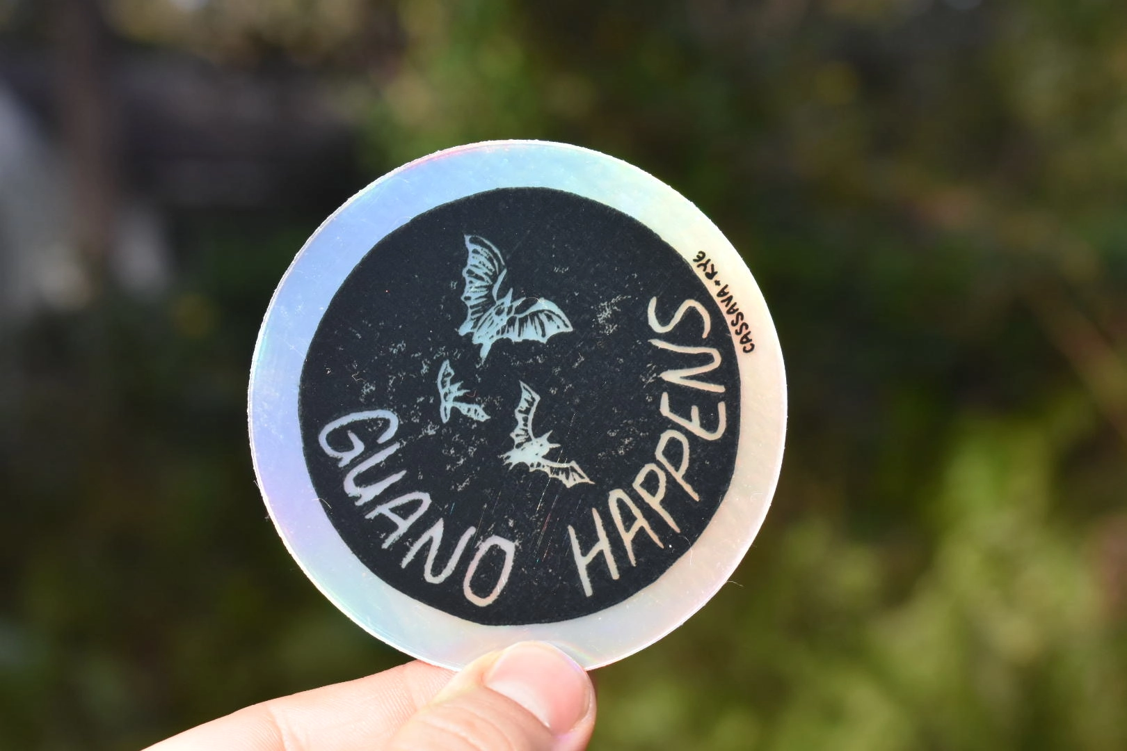 Cassava & Rye - Holographic Linocut Sticker - GUANO HAPPENS