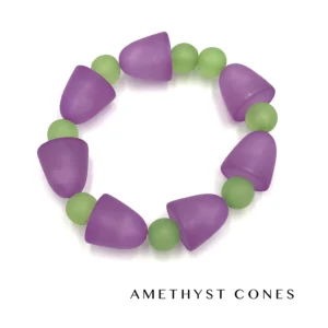 Leetie Lovendale - Frosted Fun Color Stackers - Upcycled Vintage Lucite Bracelets - AMETHYST CONES