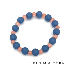 Leetie Lovendale - Frosted Fun Color Stackers - Upcycled Vintage Lucite Bracelets - DENIM & CORAL