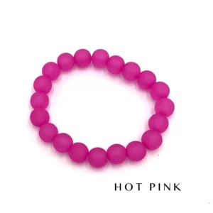 Leetie Lovendale - Frosted Fun Color Stackers - Upcycled Vintage Lucite Bracelets - HOT PINK