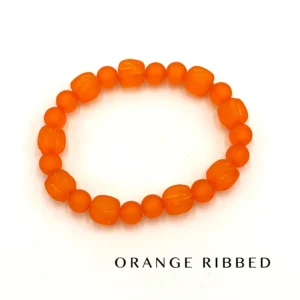 Leetie Lovendale - Frosted Fun Color Stackers - Upcycled Vintage Lucite Bracelets - ORANGE RIBBED
