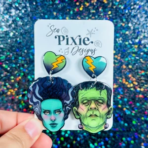 Sea Pixie Designs - HANDMADE - Frankenstein & Bride Halloween Dangle Earrings