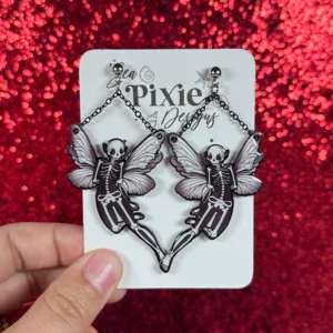 Sea Pixie Designs - HANDMADE - Skeleton Fairy Halloween Dangle Earrings