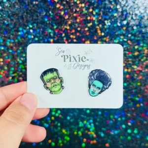 Sea Pixie Designs - HANDMADE  - Frankenstein & Bride Halloween Studs Earrings