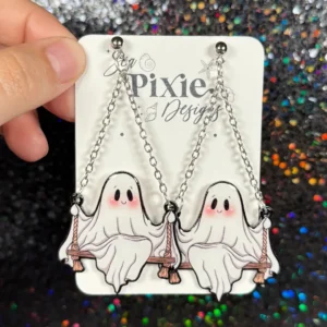 Sea Pixie Designs - HANDMADE - Cute Ghost Swinging Halloween Dangle Earrings