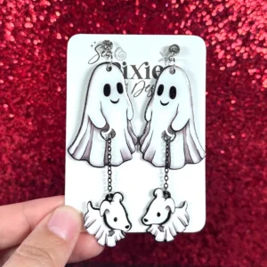 Sea Pixie Designs - HANDMADE - Ghost Dog Walkers Halloween Dangle Earrings