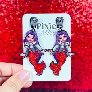 Sea Pixie Designs - HANDMADE - Vampire Mermaid Halloween Dangle Earrings