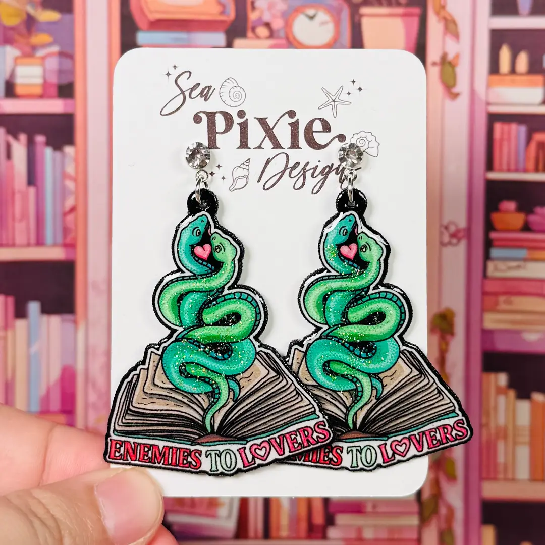 Sea Pixie Designs - HANDMADE - Enemies To Lovers Romance Reader Book Club Dangle Earrings