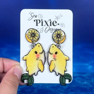Sea Pixie Designs - HANDMADE - Lemon Shark Dangle Earrings Ocean Collection