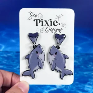 Sea Pixie Designs - HANDMADE - Great White Shark Dangle Earrings Ocean Collection