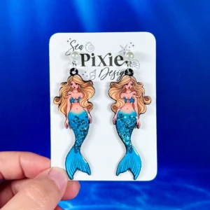 Sea Pixie Designs - HANDMADE - Glitter Mermaid Dangle Earrings Ocean Collection